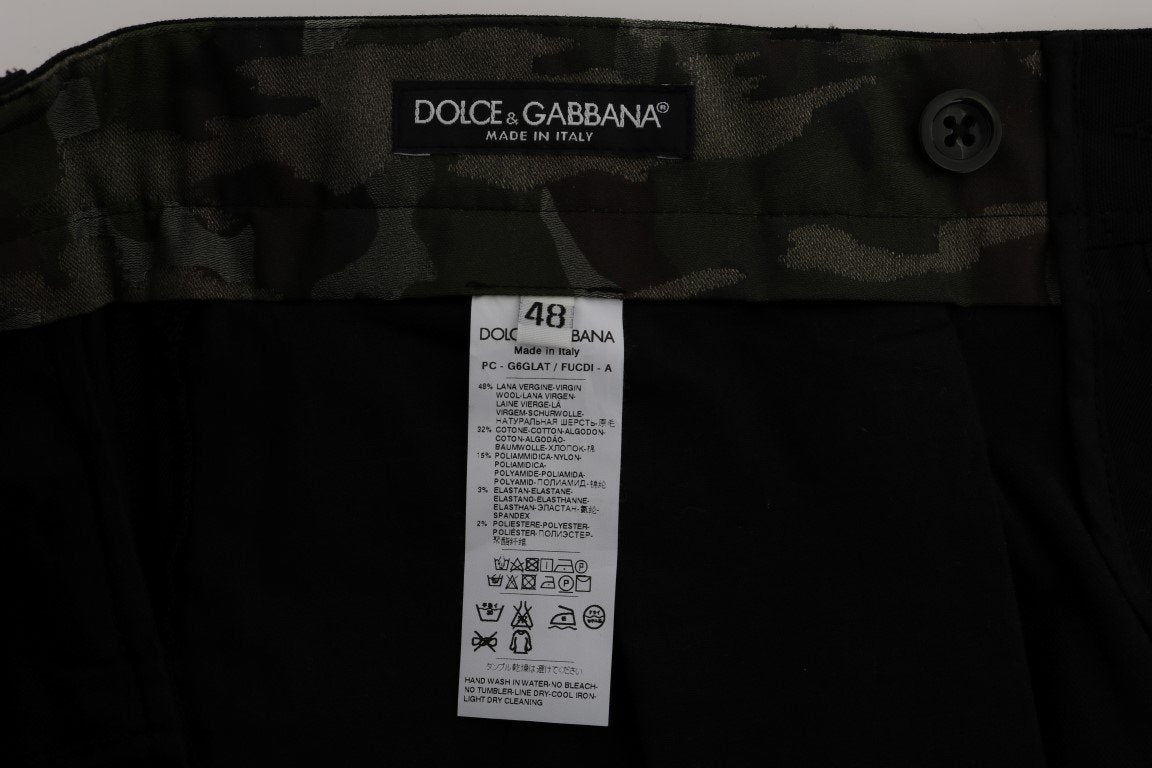 Black Cotton Stretch Cargo Pants