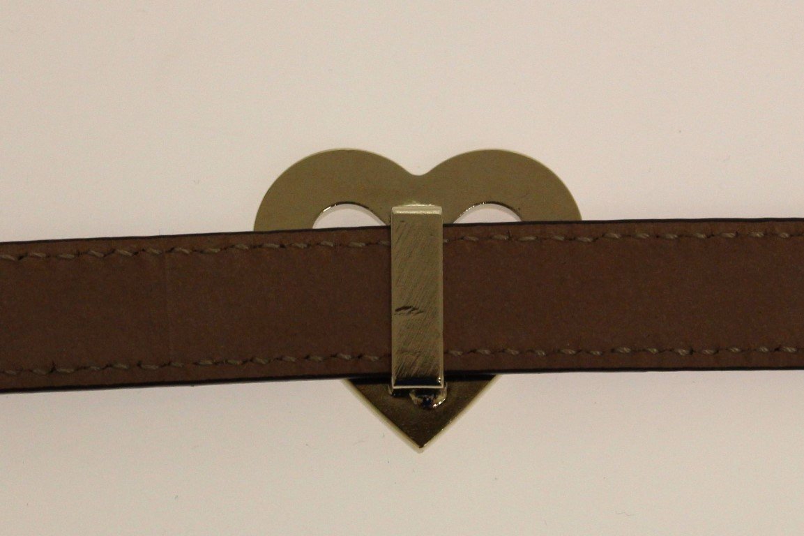 Purple Leather Skinny Heart Charm Belt