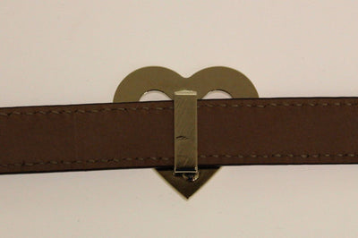 Purple Leather Skinny Heart Charm Belt