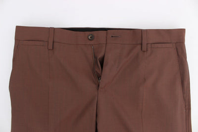 Brown Silk Wool 3 Piece Slim Fit Suit