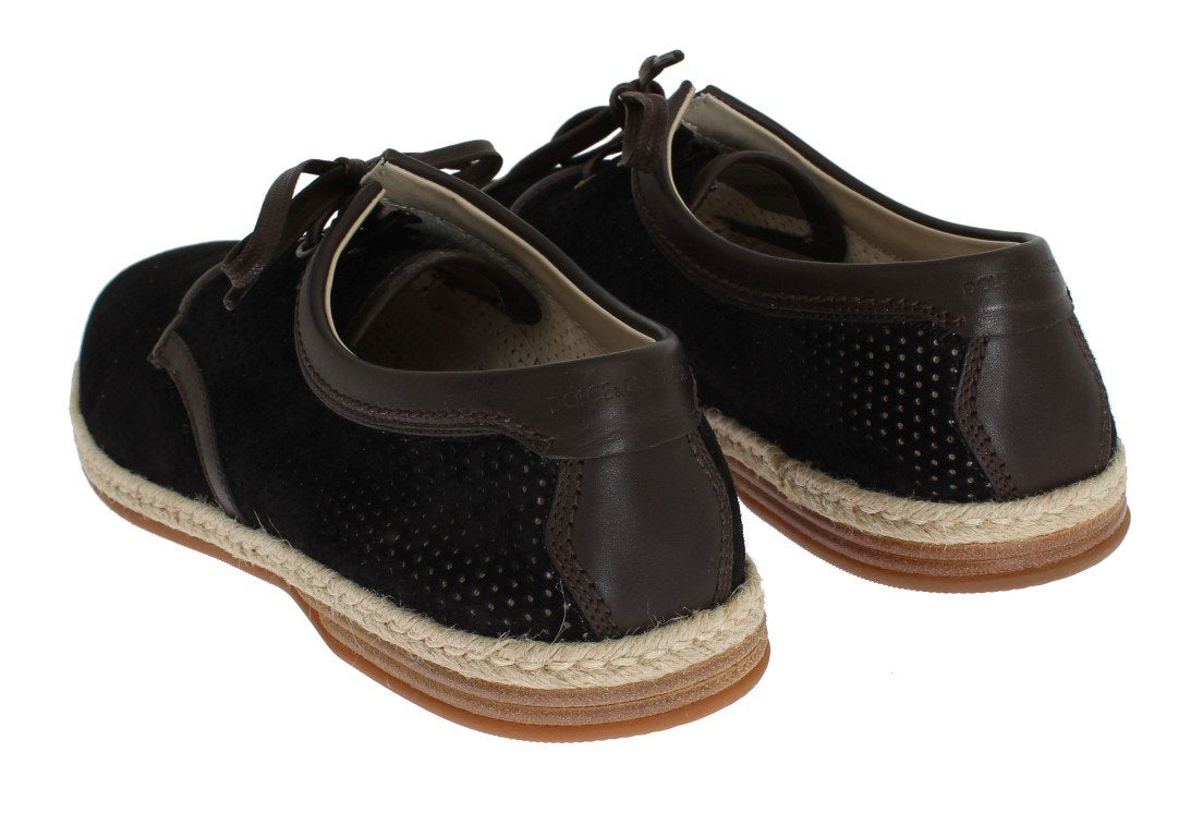Black Suede Brown Leather Shoes