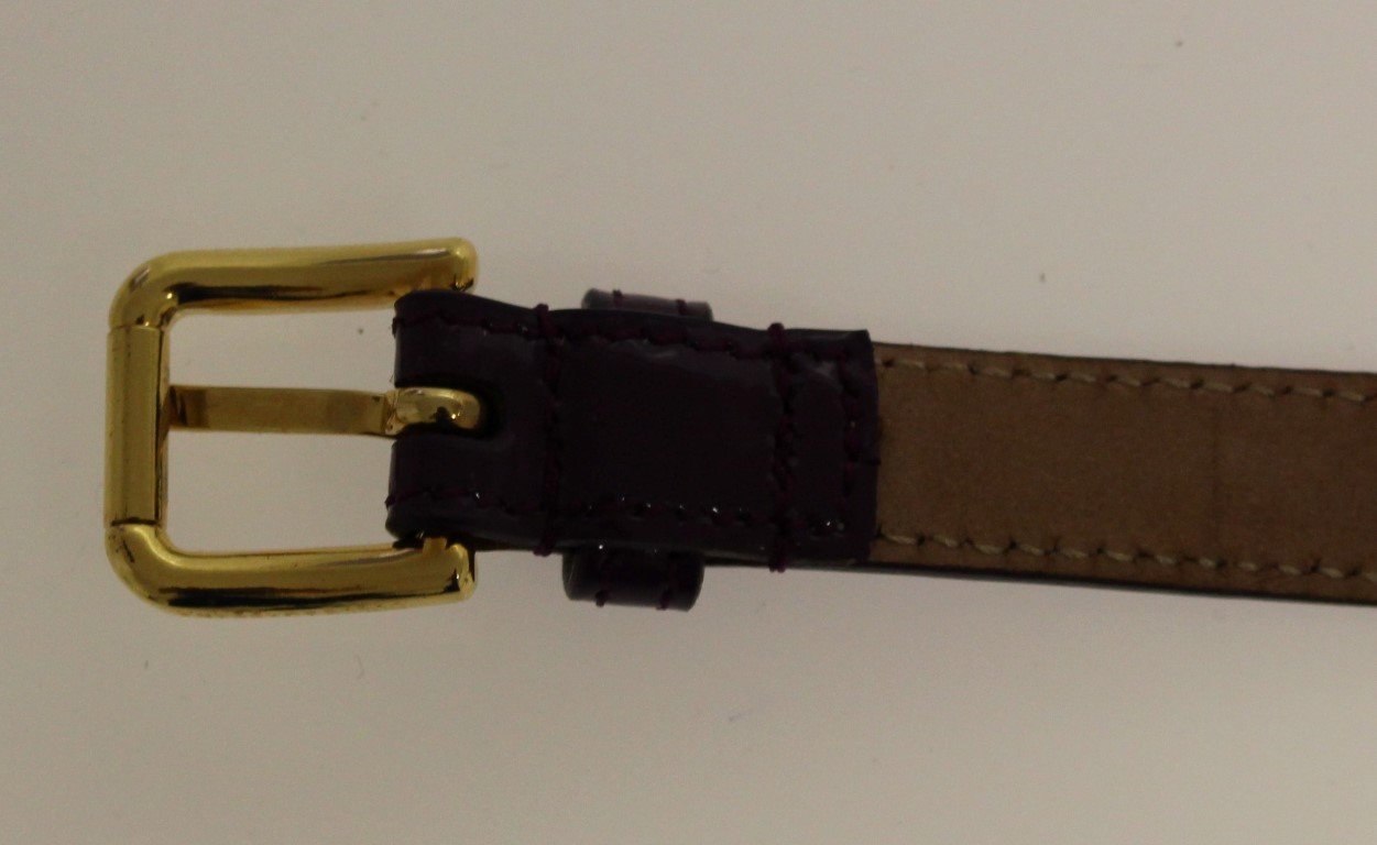 Purple Leather Skinny Heart Charm Belt