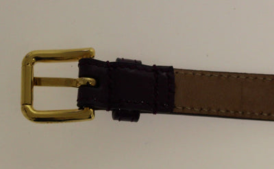 Purple Leather Skinny Heart Charm Belt