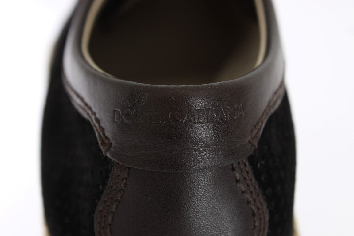 Black Suede Brown Leather Shoes