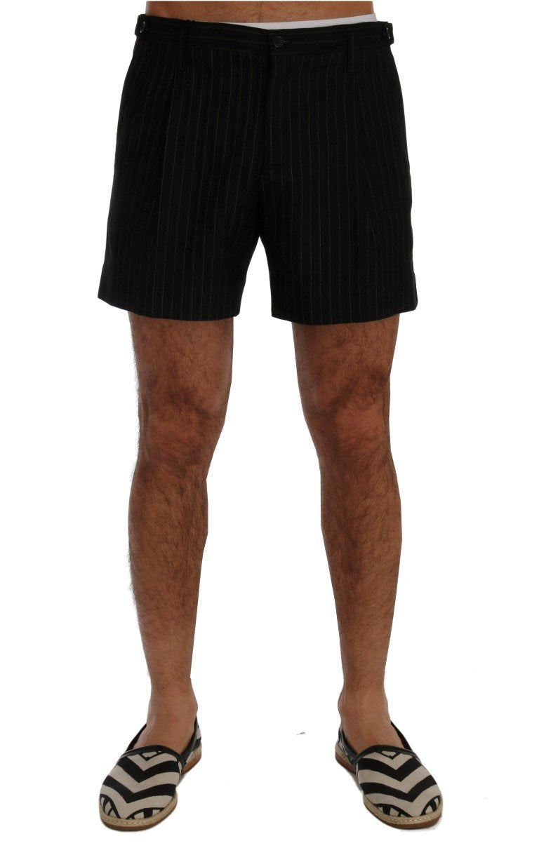 Black Cotton Above Knees Casual Shorts