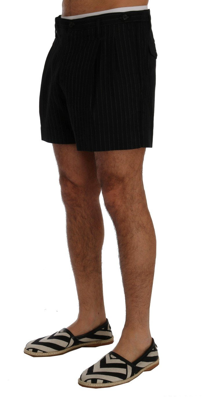 Black Cotton Above Knees Casual Shorts