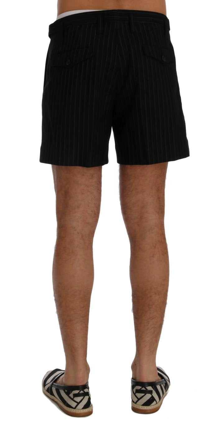 Black Cotton Above Knees Casual Shorts