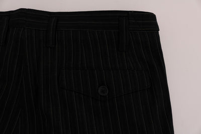 Black Cotton Above Knees Casual Shorts