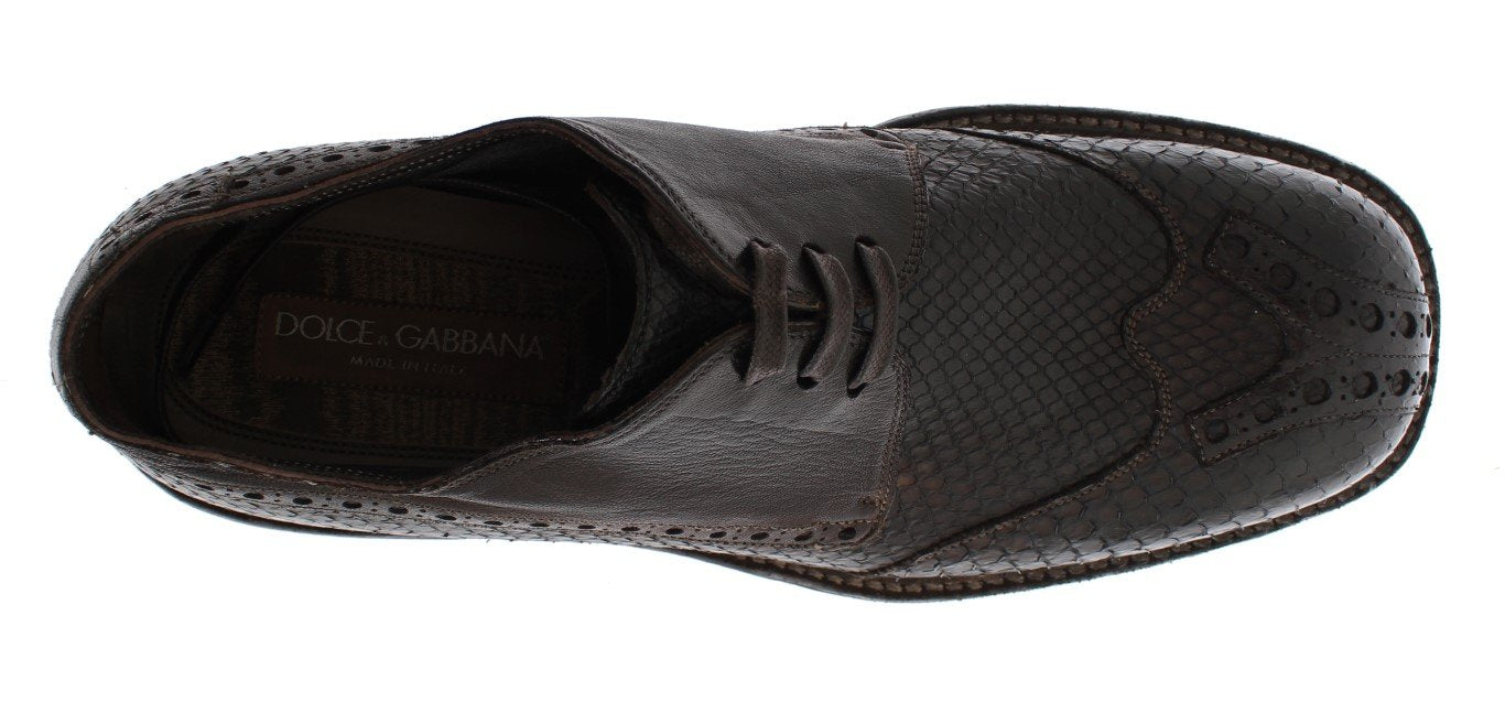 Brown Python Snakeskin Kangaroo Shoes