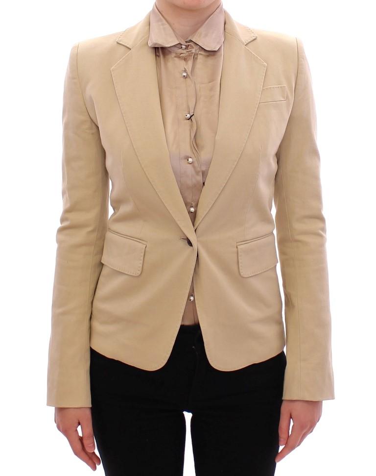Beige Cotton Blazer Jacket