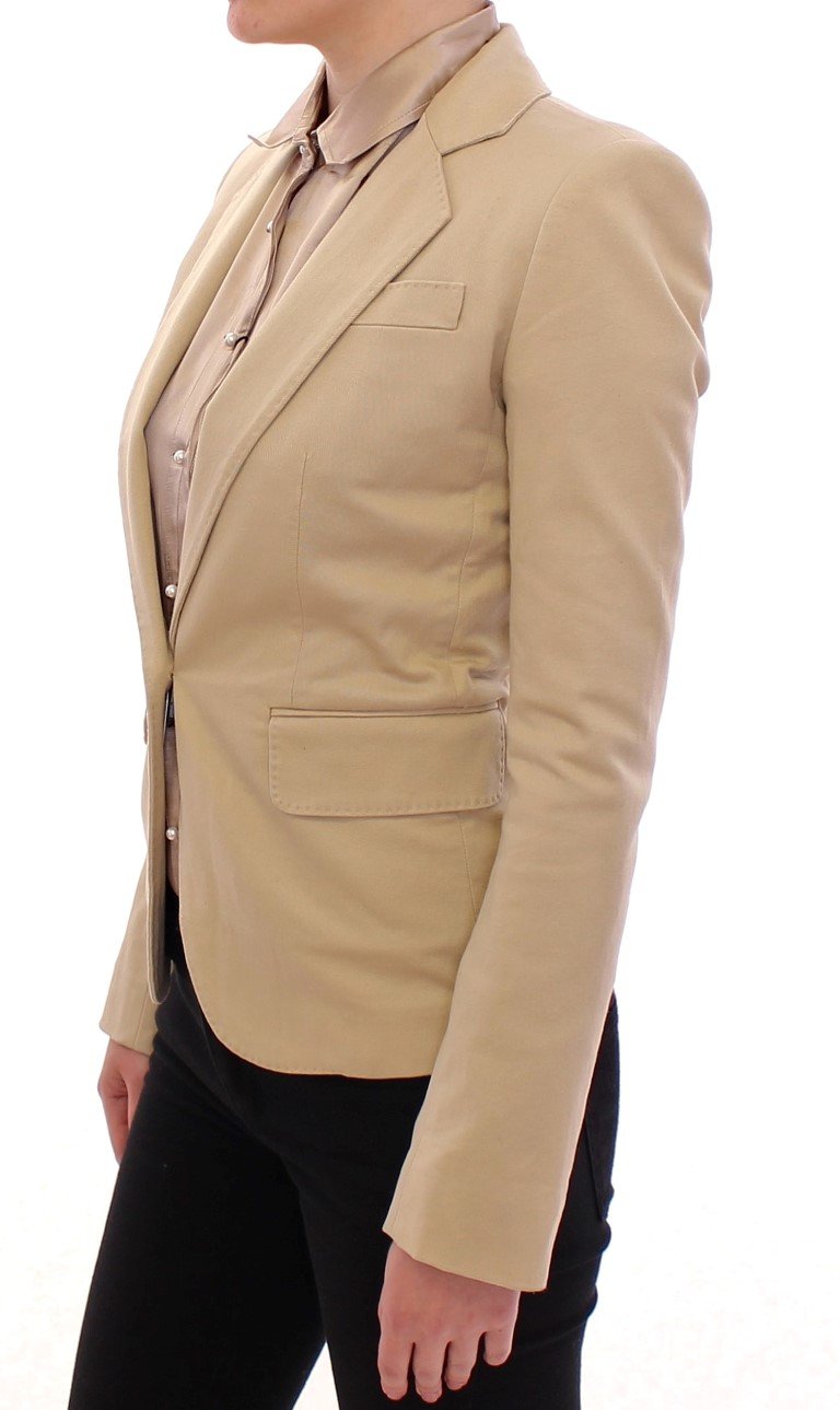 Beige Cotton Blazer Jacket
