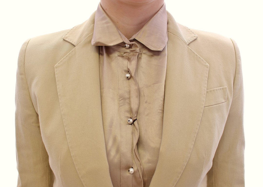 Beige Cotton Blazer Jacket