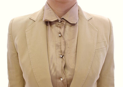 Beige Cotton Blazer Jacket