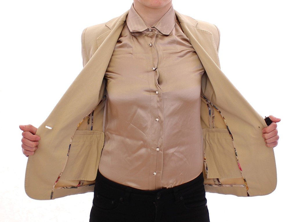 Beige Cotton Blazer Jacket