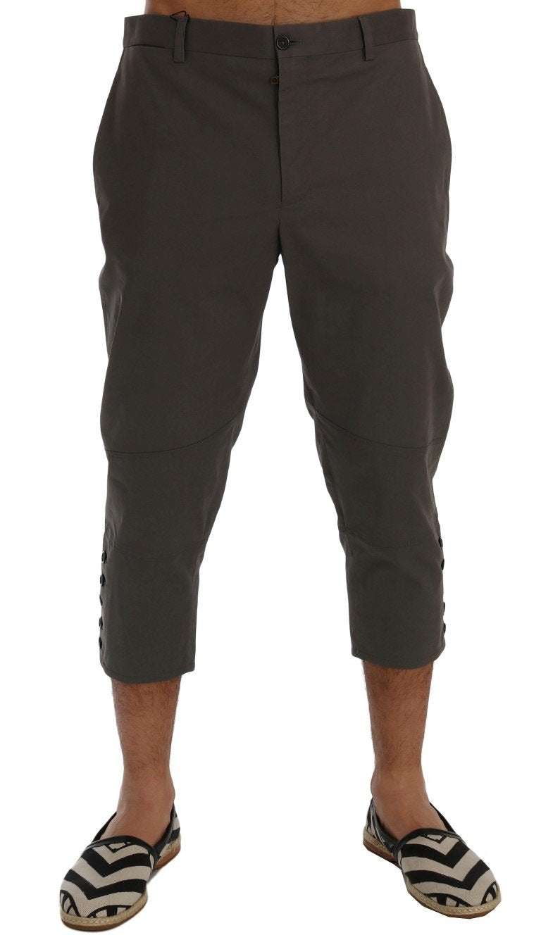 Gray Cotton Stretch Capri Pants