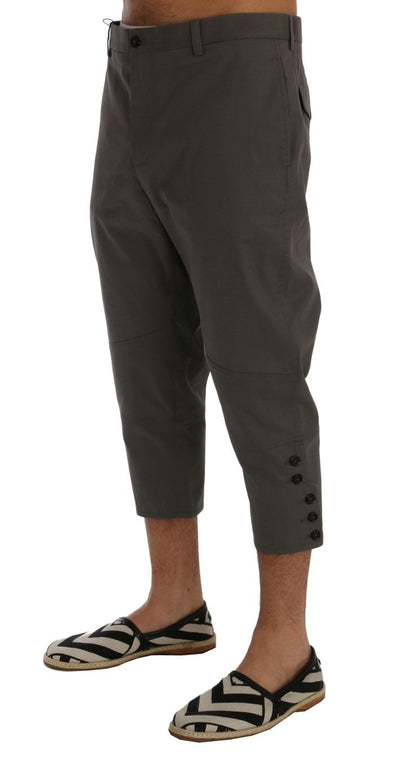 Gray Cotton Stretch Capri Pants
