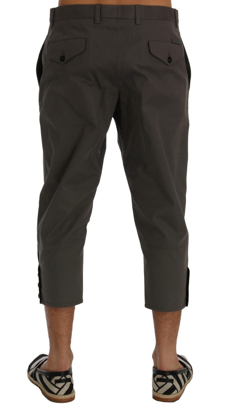 Gray Cotton Stretch Capri Pants