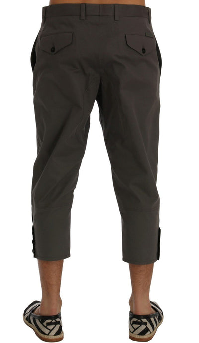 Gray Cotton Stretch Capri Pants