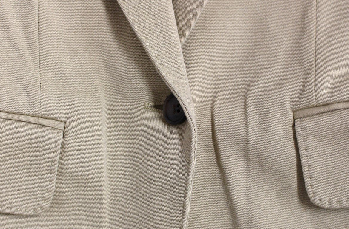 Beige silk pearl button shirt blouse
