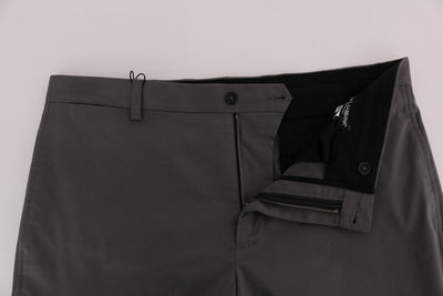 Gray Cotton Stretch Capri Pants