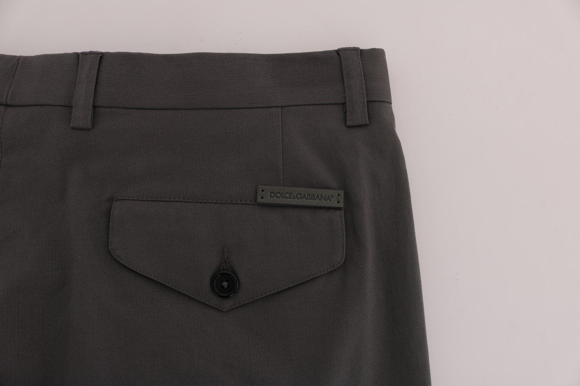 Gray Cotton Stretch Capri Pants