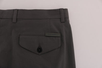 Gray Cotton Stretch Capri Pants