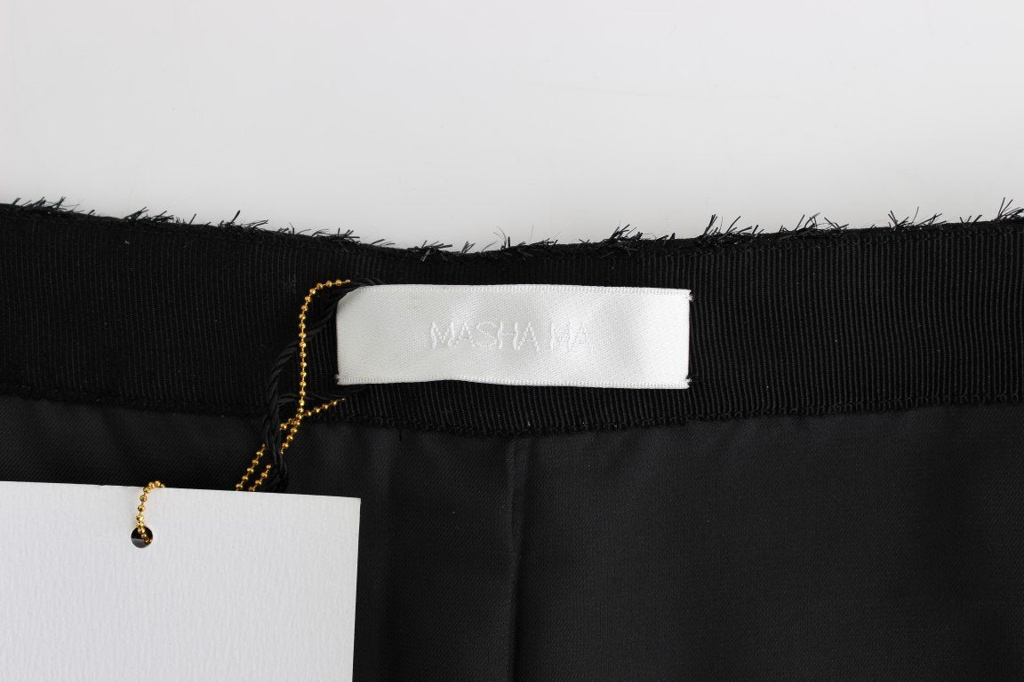 Black Viscose Wool Pencil Skirt