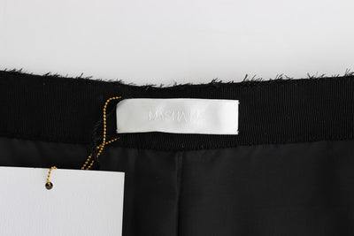 Black Viscose Wool Pencil Skirt