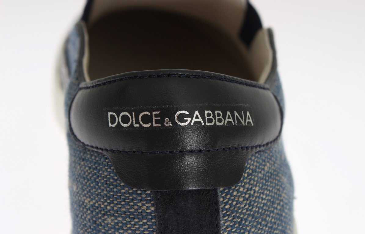 Blue White Canvas Striped Sneakers