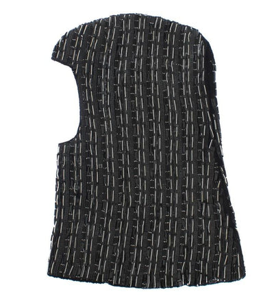 Black Wool Crystal Runway Crochet Hood