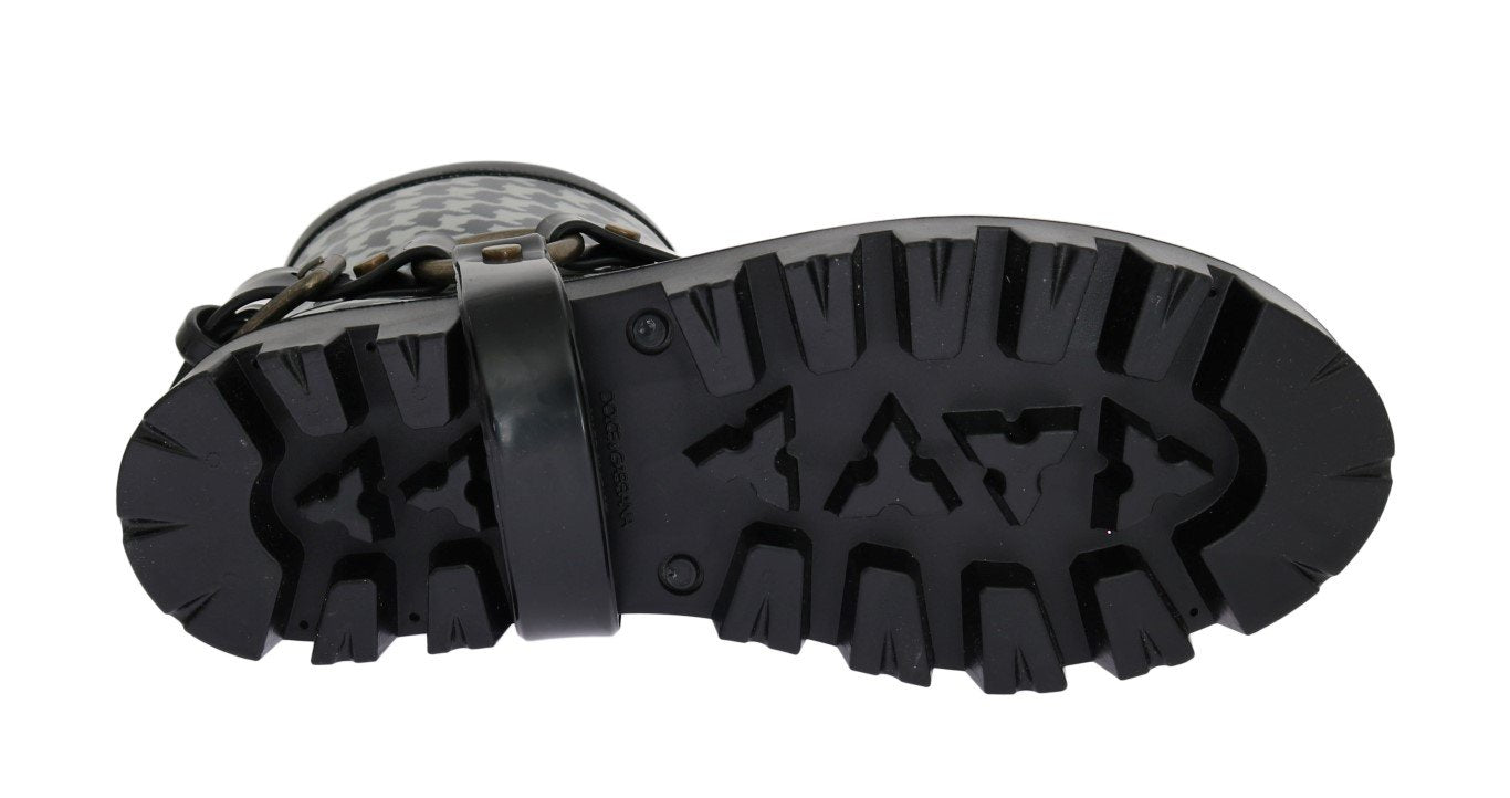 Gray Black Print Ankle Rubber Boots