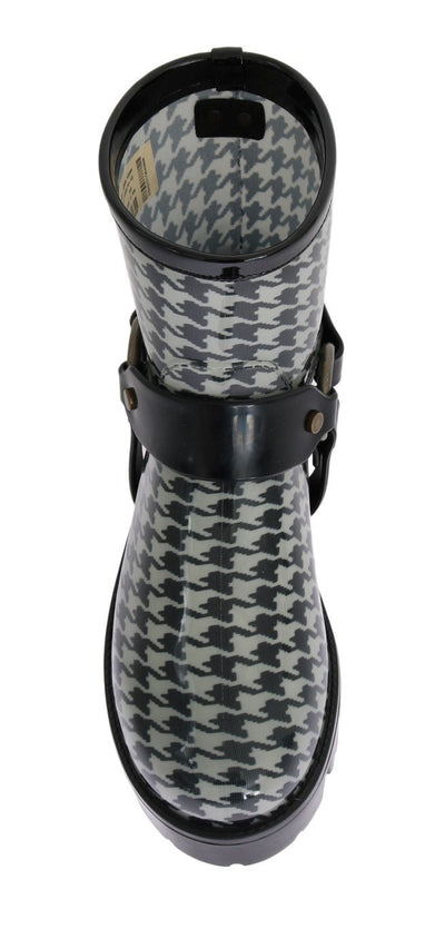 Gray Black Print Ankle Rubber Boots