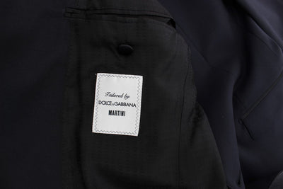 Blue Wool Silk 3 Piece Slim Suit Tuxedo