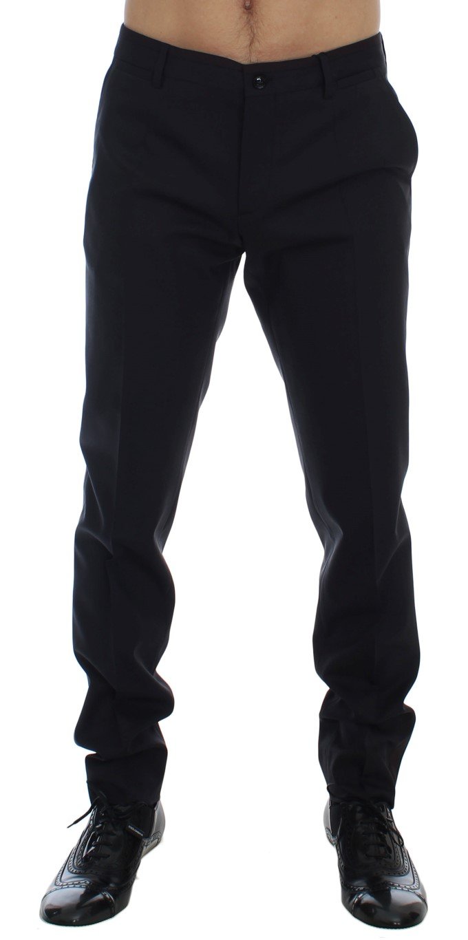 Gray Wool Stretch Slim Fit Dress Pants