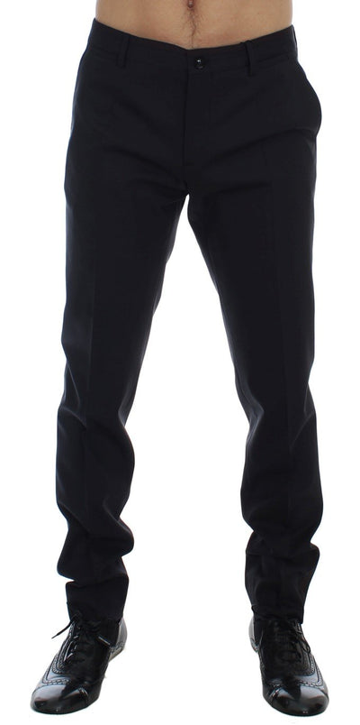 Gray Wool Stretch Slim Fit Dress Pants