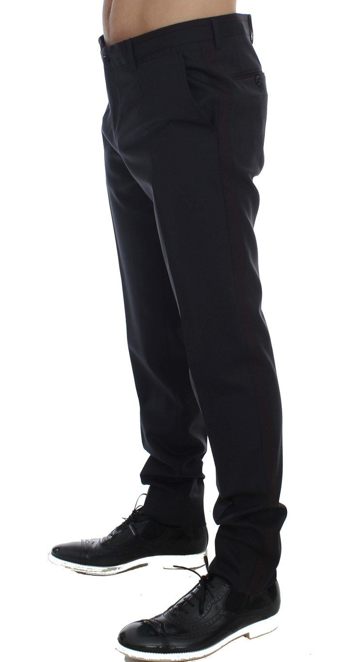 Gray Wool Stretch Slim Fit Dress Pants
