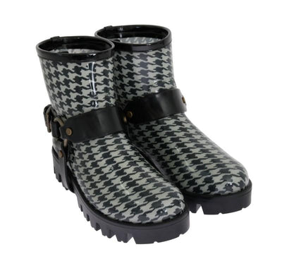Gray Black Print Ankle Rubber Boots
