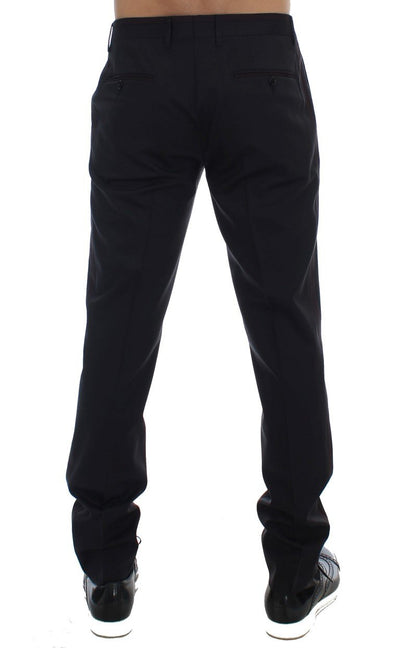 Gray Wool Stretch Slim Fit Dress Pants