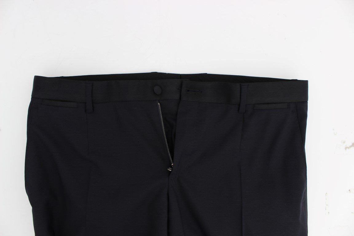 Blue Wool Silk 3 Piece Slim Suit Tuxedo