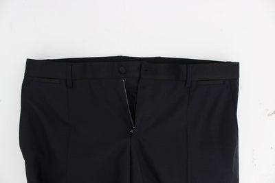 Blue Wool Silk 3 Piece Slim Suit Tuxedo