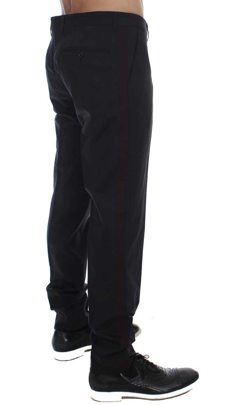 Gray Wool Stretch Slim Fit Dress Pants