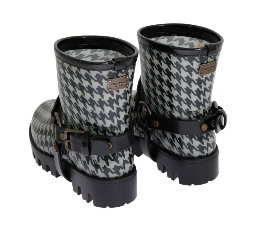 Gray Black Print Ankle Rubber Boots