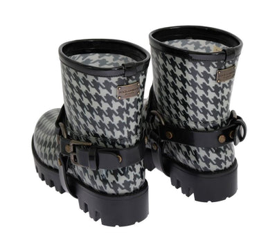 Gray Black Print Ankle Rubber Boots