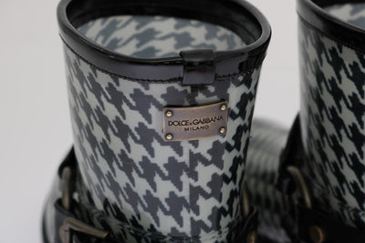 Gray Black Print Ankle Rubber Boots