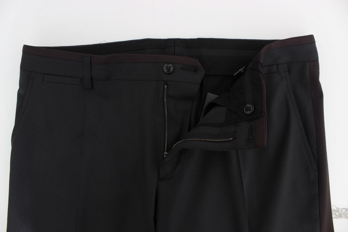 Gray Wool Stretch Slim Fit Dress Pants