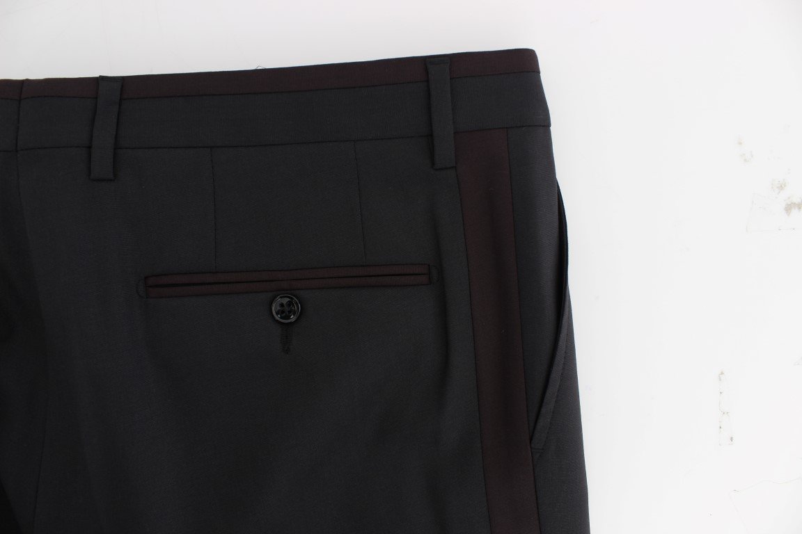 Gray Wool Stretch Slim Fit Dress Pants