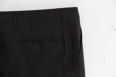 Gray Wool Stretch Slim Fit Dress Pants