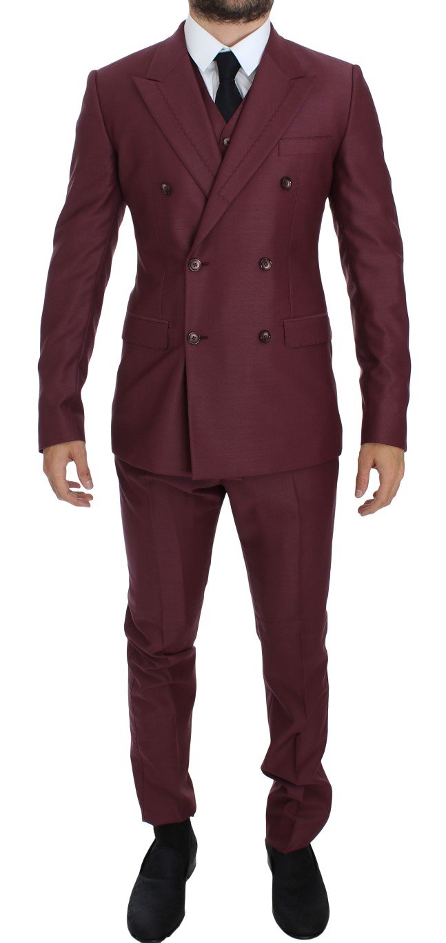 Bordeaux Slim Double Breast 3 Piece Suit