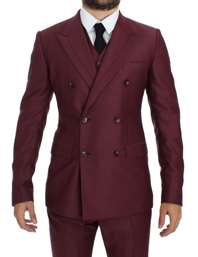Bordeaux Slim Double Breast 3 Piece Suit