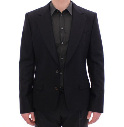 Black slim fit wool blazer